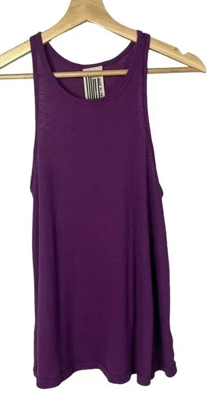 Free People Dark Purple Round‎ Neck Thermal Tank Top M thumbnail 1