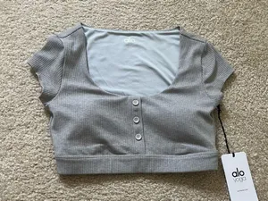 Alo Yoga blissful henley bra top thumbnail 4