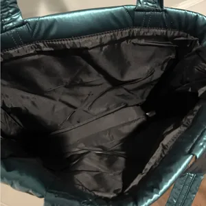 NWT! Victoria's Secret Green Silver Quilted Tote Bag thumbnail 6