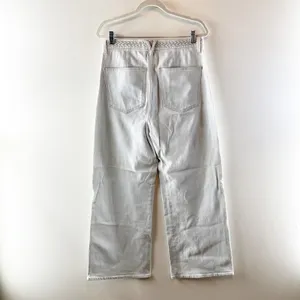 Veronica Beard Grant Braided Waist Extra High Rise Wide Leg Jeans Aspen Blue 10 thumbnail 3