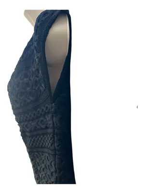 White House | Black Market Outlet Chic Capsule Vest Knit Top Textured Sleeveless Sweater Black Small thumbnail 2