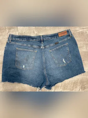 Wrangler Blue Distressed Frayed Hem Jean Shorts thumbnail 2