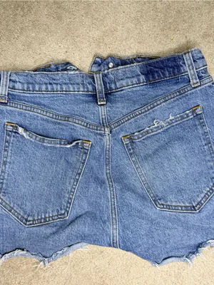 Abercrombie Curve Love High-Rise Distressed Denim Shorts - Light Blue thumbnail 2