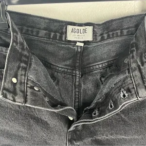 AGOLDE Black 100% Cotton Button Fly High Rise Cut-Off Denim Jean Shorts Size 27 thumbnail 4