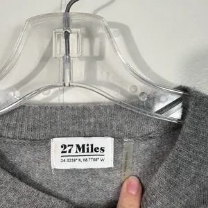 27 Miles 100% Cashmere Gray Silver Metallic Star Print Knit Sweater Small S thumbnail 3