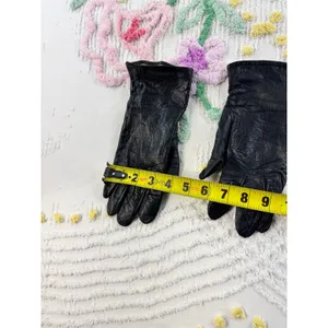 Loewe Vintage Black‎ Leather Gloves Made in Spain Luxury Winter Accessories thumbnail 6