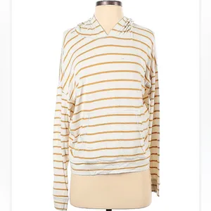 American Eagle Yellow White Striped Soft 6‎ for $36 Sexy Plush Hoodie Top thumbnail 3