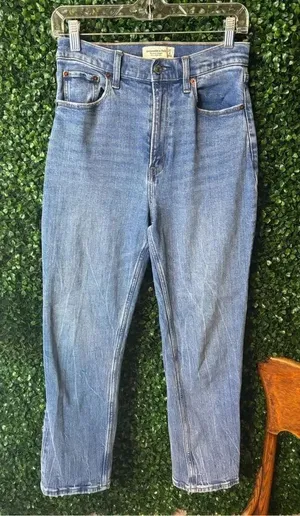 Abercrombie and Fitch The Ankle Straight Leg Ultra High Rise Jeans Size 4/27 Blu thumbnail 1