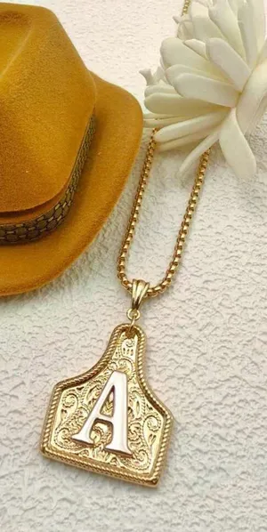 Gold Initial 'A' Western Necklace thumbnail 1