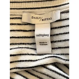 Daily Ritual XXL Striped Pullover Sweatshirt Black White Oversized Crew Neck thumbnail 5