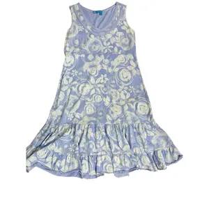 Fresh Produce Lavender White Floral Swirl Pattern‎ 100% Cotton Tank Dress Sz S thumbnail 6