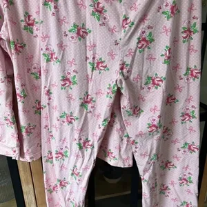 Classic Whimsy Pajamas Set Bows Coquette floral roses long sleeve pants henley thumbnail 6