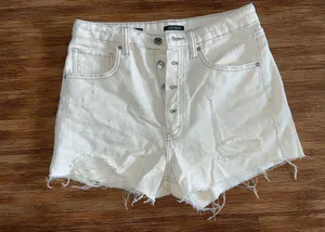 Wild Fable Jean Shorts White High-Rise thumbnail 1