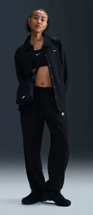 Nike Black Women's Sportswear Club Fleece Mid-Rise Oversized Sweatpants thumbnail 1