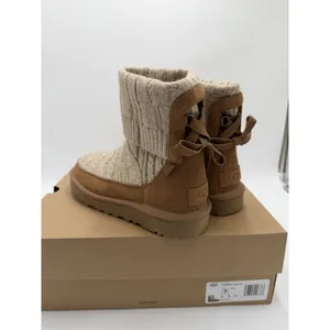 Women's UGG Classic Mini Cabelle Chestnut Suede/Knit Boot Sz 7 New In Box thumbnail 5