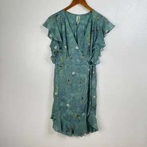 Feather Bone by Anthropologie Butterfly Semi Sheer Wrap Dress Size Small‎ thumbnail 3