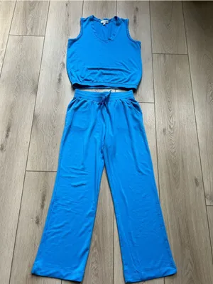 PJ Salvage Women's Cozy V-Neck Tank and Lounge Pants Set Electric Blue XS thumbnail 6