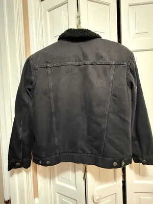 Old Navy Boyfriend Sherpa-Lined Denim Jacket Black Wash Medium thumbnail 4