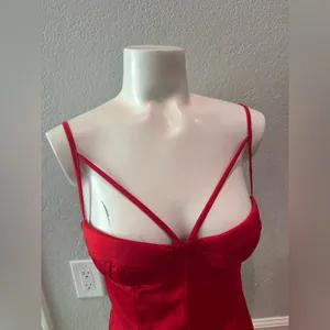NEW Revolve NBD Silk Lipstick Red Cross Strap Bustier Corset XS 2 thumbnail 2