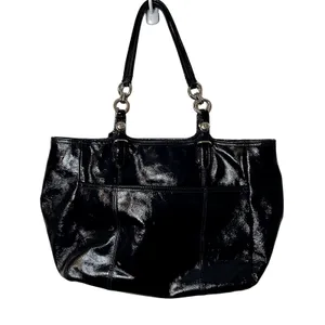 Coach Carryall Madison Handbag Navy Patent Leather Silver Logo thumbnail 4
