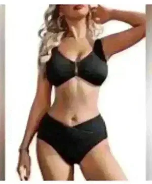 Amazon NWOT Black High Waisted Bikini, size M thumbnail 2