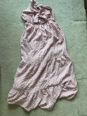 Ecowish Pink gingham halter dress thumbnail 4