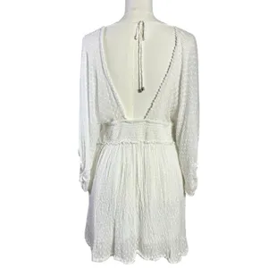 Free People Bohemian Ethereal Cottage Sweet Dreams Mini Dress in Tofu Small thumbnail 8