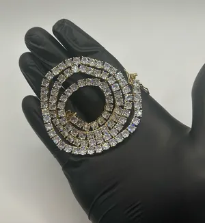 Moissanite Gold Tennis Chain Miami Iced Out Necklace VVS1 5mm 20 Inch Brand New thumbnail 1