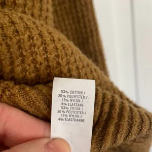 Aerie cozy up brown waffled knit hooded sweater size small thumbnail 6