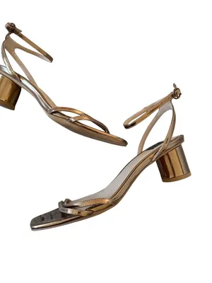 WHITE HOUSE BLACK MARKET WHBM Gold Metallic Sandals Heels Size 7 thumbnail 8
