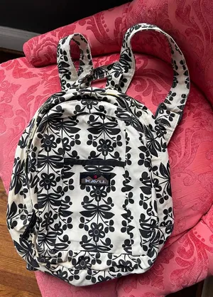 Kavu Black and White Floral Patterned Backpack thumbnail 1