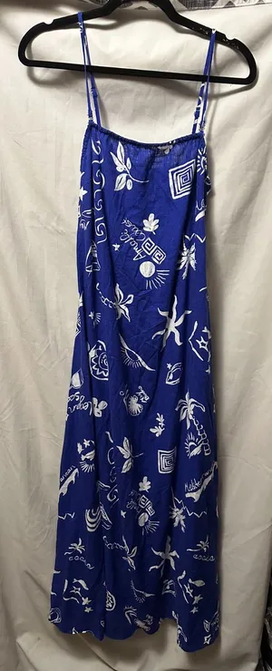 NWT Anthropologie Paper Heart Royal Blue & White Maxi Coastal Slip Dress Medium thumbnail 1