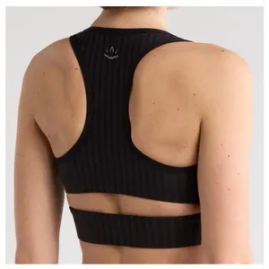 Beyond Yoga Work It Over Bra Dtriped Jacquard Long Line Bra Black- Size XS thumbnail 3