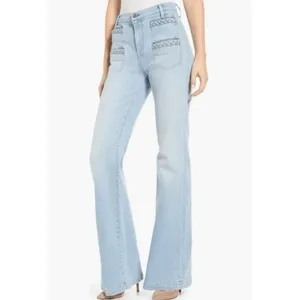 NWOT 7 For All Mankind Braided Denim‎ Flare Jeans Wide Leg Women's Size 26 Light thumbnail 3