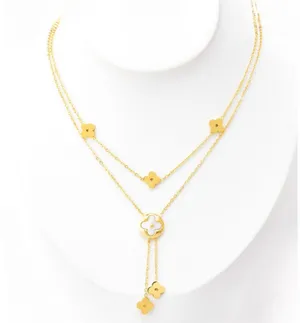 Clovers Gold Layered Necklace thumbnail 2