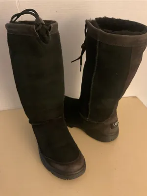 UGG women black suede Ul Tall Black Suede & Leather knee high Boots US 7 thumbnail 4