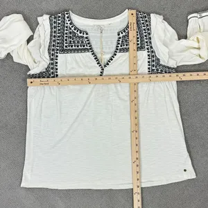 Fat‎ Face Martha Boho Embroidered V Neck Slub Knit Shirt Cream 12 Long Sleeve thumbnail 12