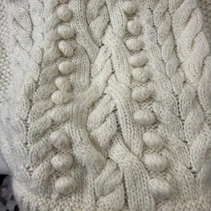 Talbots S Cable Knit Bobble Sweater Ivory Chunky Cozy Winter‎ Holiday Xmas Wool thumbnail 2