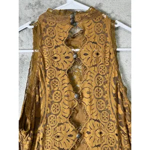 Free People Verushka Mini Dress Size 12 Golden Honey Lace Fit Flare Boho 12 thumbnail 3