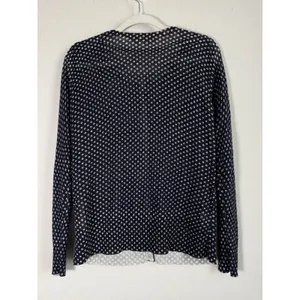Loft Navy Polka Dots Button Up Cardigan Sweater Women's Size‎ Large Lightweight thumbnail 3