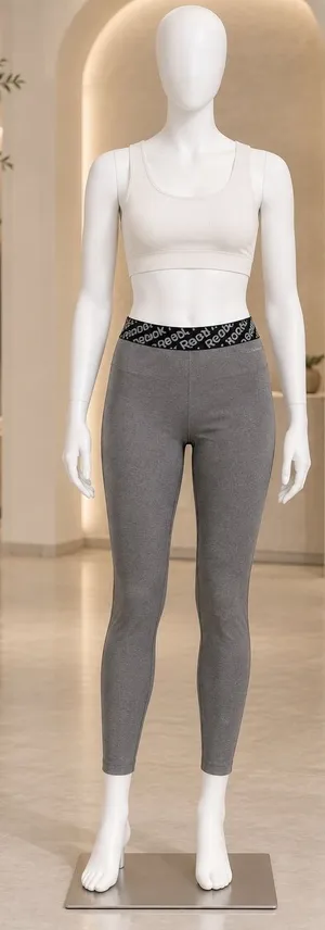 Reebok Womens Leggings Gray Workout Ready PlayDry Logo Waistband Size Medium thumbnail 1
