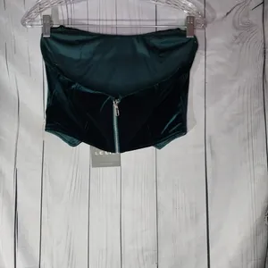 Le Lis Deep Green Velvet Corset Style Festival Rave 90's Top NWT thumbnail 4