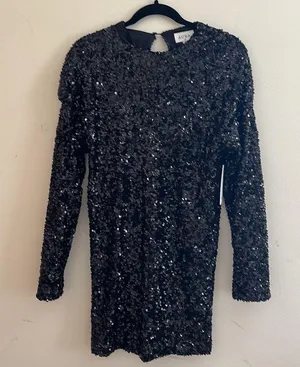 Red Dress Boutique | Black Long Sleeve Sequin Dress thumbnail 2