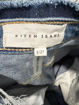 Risen Distressed Straight-Leg Jeans 27 thumbnail 6