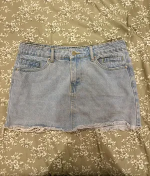 Edikted Light Wash Jean Skirt thumbnail 2