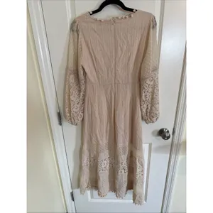 Lulus Modern Menagerie Lace Midi Dress Small Blush Swiftie Romantic Cut Out thumbnail 5