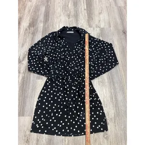 Abercrombie & Fitch Black Polka Dot Long Sleeve Wrap Mini Dress XS Tall thumbnail 7