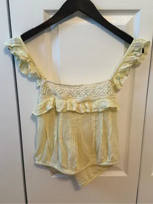 Free People Clip Dot Cami in Pale Yellow thumbnail 2