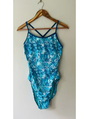 TYR Womens Sz M Turquoise Competitive Suit One Piece Racerback Swimsuit thumbnail 2