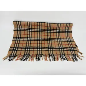 Authentic‎ Vintage Burberrys Nova Check Wool Scarf Camel Plaid Luxury Fringe thumbnail 5